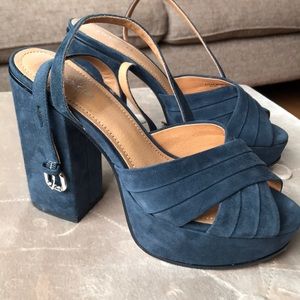 Coach beautiful navy suede platforms.